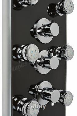 Thermostatic Aluminum Shower Head Panel Tower Tub Spout 8 Body Massage Jets Spa