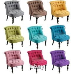 Tub Chair Lined Fabric Armchair Office Dining Living Room Tufted Back Buttons UK