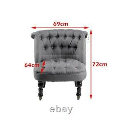 Tub Chair Lined Fabric Armchair Office Dining Living Room Tufted Back Buttons UK