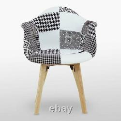Tulip Chrono Patchwork Monochrome TUB Fabric Dining Arm Chair Seat Vintage Retro