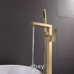 UKISHIRO Single-Handle Floor-Mounted Freestanding Bath Tub Filler Brushed Gold
