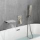 Vanfoxle Push-button Waterfall Bathtub Faucet Set With Sprayer, Shower System Br