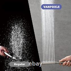 VANFOXLE Push-Button Waterfall Bathtub Faucet Set with Sprayer, Shower System Br