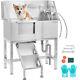 Vevor 34 Pet Dog Grooming Bath Tub Stainless Steel Wash Tub Station 200lbs Load