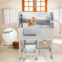 VEVOR 34 Pet Dog Grooming Bath Tub Stainless Steel Wash Tub Station 200LBS Load
