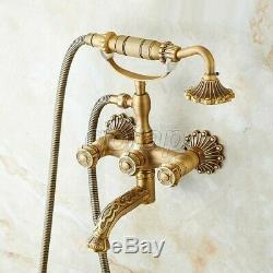 Vintage Antique Brass Wall Mounted ClawFoot Bath Tub Faucet With Handheld Shower