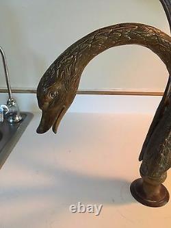 Vintage Phylrich or Sheryl Wagner 13 Bronze Swan Deck Tub Faucet Only Louis XIV