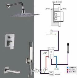 Wall Mount 3 Functions Shower Faucet System Set 10Rainfall Head With Mixing Valve