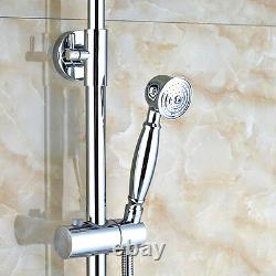 Wall Mount Rainfall Faucet Shower Head Set Hand Spray BathTub Chrome Taps Combo