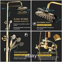 Wall Mount Shower Faucet Set 8Rain Head Combo Hand Shower Tub Filler Mixer Taps