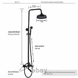 Wall Mounted Bath Rainfall Shower Set Tub Faucet With Hand Spray Oil Rubbed Bronze