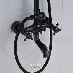 Wall Mounted Bath Rainfall Shower Set Tub Faucet With Hand Spray Oil Rubbed Bronze