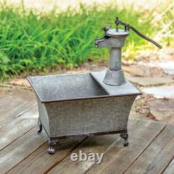 Water Pump Planter Galvanized Metal Unique Rustic Vintage Look