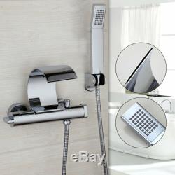 Waterfall Bath Tub Faucet Wall Mount Chrome Finish With Hand Shower Mixer Tap