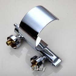 Waterfall Bath Tub Faucet Wall Mount Chrome Finish With Hand Shower Mixer Tap