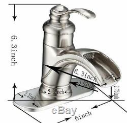 Waterfall Bathroom Faucet Brushed Nickel Single Handle Bath Tub Lavatory Vanity