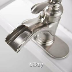 Waterfall Bathroom Faucet Brushed Nickel Single Handle Bath Tub Lavatory Vanity