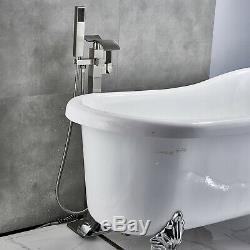 Waterfall Bathroom Free Standing Bath Tub Faucet Floor Mount Tub Filler Hand