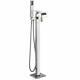Waterfall Floor Mount Bath Tub Filler Faucet With Handheld Shower Brushed Nickel