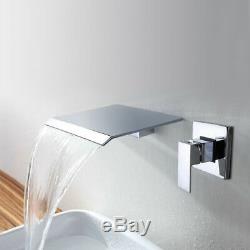 Waterfall Spout Bathroom Basin Bath Tub Faucet Wall Mounted Mixer Brass Taps