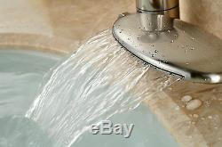 Waterfall Spout Bathtub Faucet Set Deck Mount Bath Tub Mixer Tap Brushed Nickel