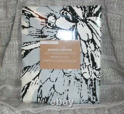 West elm Butterfly shower curtain cotton 74 x 72 grey white