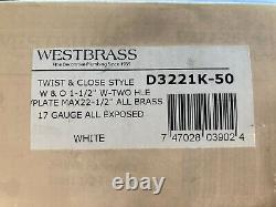 Westbrass D3221K-50 Twist & Close Style Brass Bath Tub Waste Assembly 22, White