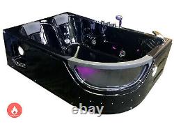 Whirlpool Bathtub Black Hot Tub 2 Pump Hydrotherapy 2 persons PEGASO with Heater