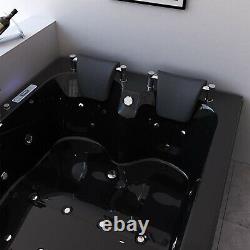 Whirlpool Bathtub POMPEI with Heater Hot Tub Black with Double Pump 2 persons