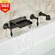 Widespread Wall Mounted Bathtub Faucet 3 Knobs Mixer Tap With Handheld Shower