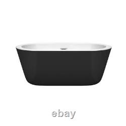 Wyndham Collection Flat Bottom Bathtub Acrylic Center Drain Soaking Black Oval