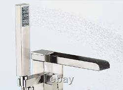YAGATAP Freestanding Bathtub Faucet with Hand Held Shower, Brushed Nickel